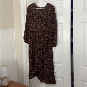 Old Navy Black and Orange Wrap Dress